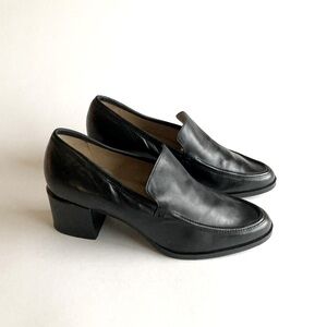 Enzo Angiolini Black Genuine Leather Block Heels. Pumps size 8.5